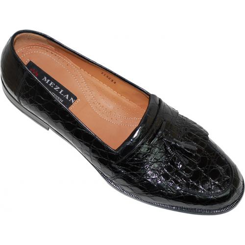 Mezlan "Rodeo" 1129 Black Genuine All-Over Crocodile Shoes
